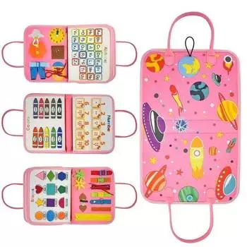 Доска для игрушек из фетра Доска для обучения из фетра Детские игрушки Дошкольное образование Учебные пособия Одевание Книги для раннего образования 44*28cm розовый