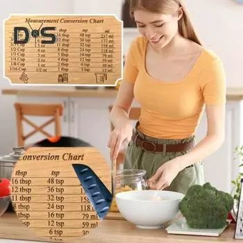 Доска для измерения выпечки, деревянные разделочные доски для приготовления пищи в автофургоне, многоразовые металлические магнитные кухонные приспособления для чашек, столовых ложек цвет старого дерева