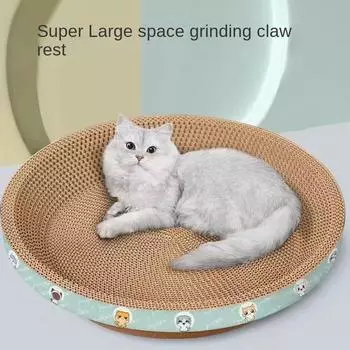 Доска для кошачьих когтей круглая затачивающаяся устойчивая к царапинам прочная не оставляющая мусора игрушка для кошек в форме чаши гофрированная бумага кошачий коготь S чёрный