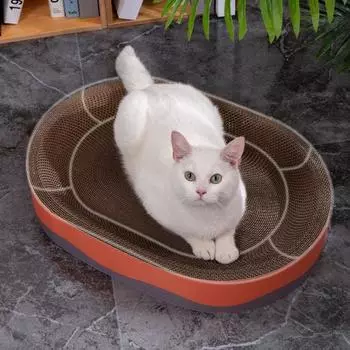 Доска для кошачьих когтей Овальная кошачья когтеточка Кровать Картонная Большая Кошачья Когтеточка Lounge