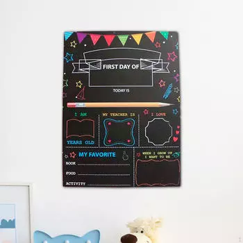 Доска для мела «Первый день, последний день школы» деревянная для детского сада 12x8,85 дюймов портативная