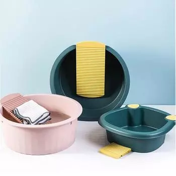 Доска для мытья одежды Ведро для ручной стирки Ванна для мытья посуды Легко моется Доска для мытья посуды Детская раковина Бытовая S розовый