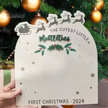 Доска для отпечатков ног младенца на Рождество, отпечатки ног младенца, омелы, деревянный знак, сделай сам, отпечатки ног новорожденных мальчиков и девочек, доска для художественного творчества, подарок на память новой маме A