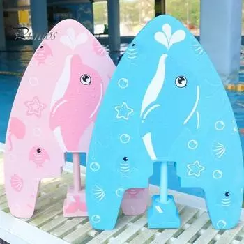 Доска для плавания с ручкой, нескользящая конструкция, мультяшный рисунок кита, доска из ЭВА, поплавок для плавания, учебное пособие светло-розовый