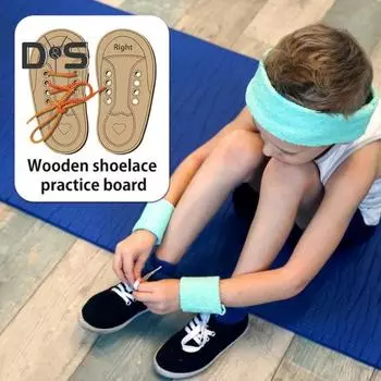 Доска для практики завязывания шнурков Деревянные плоские кроссовки Дошкольное развивающее устройство для шнуровки обуви для детей Раннее развитие Шнуровка обуви S