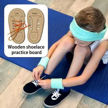 Доска для практики завязывания шнурков Деревянные плоские кроссовки Дошкольное развивающее устройство для шнуровки обуви для детей Раннее развитие Шнуровка обуви S