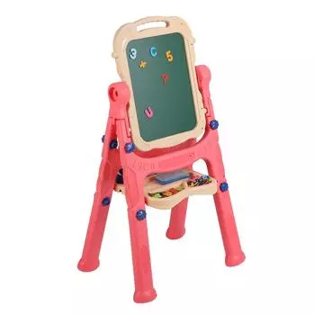 Доска для рисования Kid s Drawing Board Toys Регулируемая по высоте двухсторонняя магнитная доска для малышей Pink