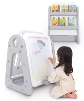 Доска для рисования, мольберт, обучающая книжная полка, в комплекте для практики уборки, большой размер, рождественский подарок (Кератта) Детский белый