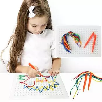 Доска для рисования с плетеными веревками своими руками, рождественская художественная доска для плетения с разноцветными веревками, обучающий набор для рисования плетением для детей 2-8 лет белый