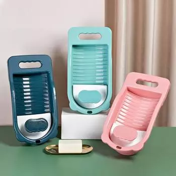 Доска для стирки одежды Мини-доска для стирки с ручкой Нескользящая конструкция Съемная одежда Моющееся нижнее белье Доска для стирки белья Принадлежности для ванной комнаты зелёный