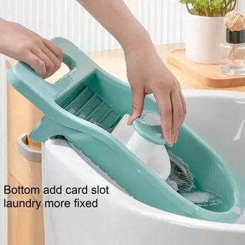 Доска для стирки одежды Мини-доска для стирки с ручкой Нескользящая конструкция Съемная одежда Моющееся нижнее белье Доска для стирки белья Принадлежности для ванной комнаты темно-синий