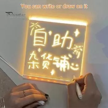 Доска для сухого стирания с подставкой, мягкая подсветка, USB Plug-Play, многофункциональная светящаяся акриловая доска для сообщений, светодиодная доска для рисования чистый