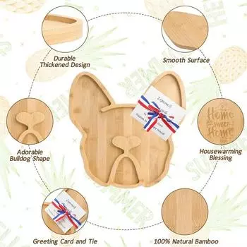 Доска для сыра «Французский бульдог» Разделочная доска из цельного дерева Бамбуковая разделочная доска для колбасных изделий Веселый сервировочный поднос Декоративный поднос из цельного дерева бежевый