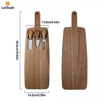 Доска для сыра с набором из 3 ножей, деревянная доска для подачи сыра из акации, аксессуары для колбасных изделий в подарок на новоселье, свадьбу серебряный