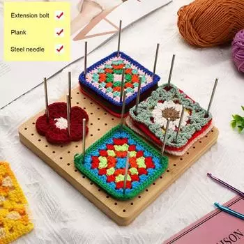 Доска для вязания крючком из бамбука, квадратные доски для блокирования с вертикальными колышками