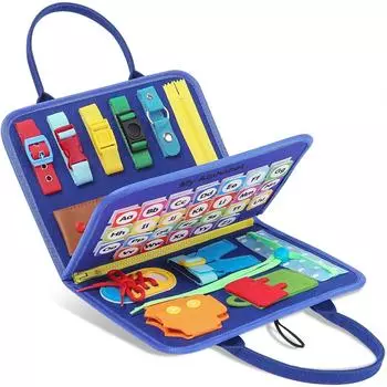 Доска для занятий, игрушка Монтессори, детская игрушка, игрушка для развития моторики от 1 года, доска для занятий, игрушка для мальчика от 1 года, сенсорная игрушка для ребенка 44*28cm синий