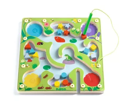 Доска настольная образовательная развивающий подарок на 3 года DJECO Froggy Maze Game, Игра, Лабиринт, Игрушка, Игрушка, Деревянный, Старый, (DJ01614)