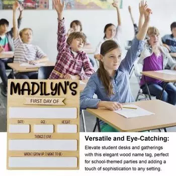 Доска с именем ученика Первый день в школе Знак на сиденье ученика Деревянная школьная настольная табличка