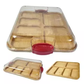 Доски для нарезки колбас Yousheng с крышкой, двухсторонняя тарелка для еды, разделочная доска для сыра с застежкой-фиксатором, канавками для соуса, разделочные доски для кухни