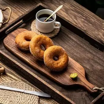 Доски для нарезки колбасных изделий Сервировочная тарелка Доска для сыра с длинной ручкой Разделочная доска из цельного дерева Доска для послеобеденного чая 33x20x1.5cm