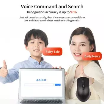 DOSMONO 2,4G Беспроводная интеллектуальная голосовая мышь-переводчик с 6 кнопками для ноутбука, ПК, компьютера, поддержка Windows чёрный