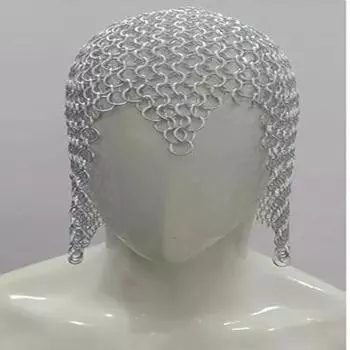 Доспехи кольчужный капюшон алюминиевый средневековый капюшон реконструкция доспехи для костюма ларп рен фейр ручной работы кольчужный капюшон с креплением серебряный отделка