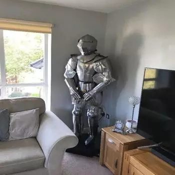 Доспехи средневекового рыцаря – ручная работа, никелевая отделка, высота 180 см – декоративный подарочный предмет как