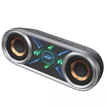 DOSS SoundBox P400 Bluetooth-динамик 50 Вт, мощный бас, беспроводной портативный небольшой Bluetooth-динамик, стереосистема с крутой зеркальной картой Phantom для ванной комнаты