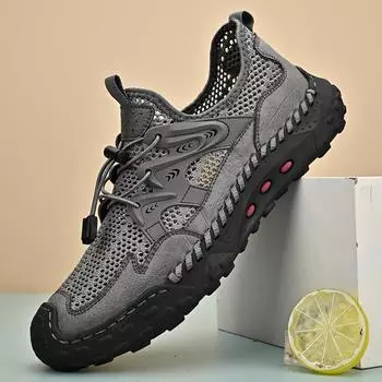 Достаньте из шкафа и устраните протечки Мужская обувь Летняя дышащая сетчатая обувь Мужская спортивная и повседневная обувь с мягкой подошвой 38 чёрный