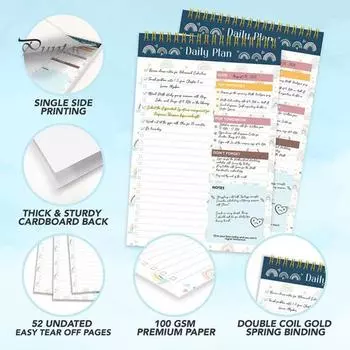 Достижение целей. Недатированный планировщик. Книга-планировщик. Гладкое письмо. Без растекания чернил. Блокнот для управления временем. Журнал формата А5. синий