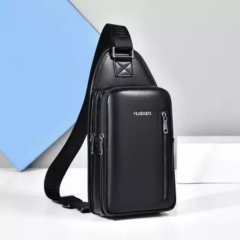 Доступная роскошь Сумка кроссбоди Мужская нагрудная сумка Деловая повседневная нагрудная сумка Модная трендовая одноплечевая спортивная сумка-рюкзак Водонепроницаемая и износостойкая Black