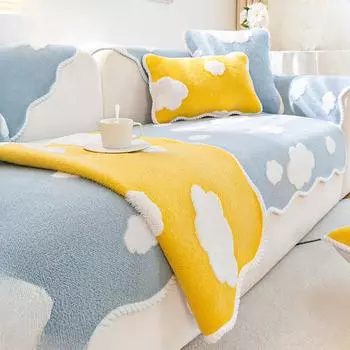 Доступная роскошная стильная диванная подушка, зимняя плюшевая подушка, утолщенный теплый нескользящий чехол для дивана 70*70cm