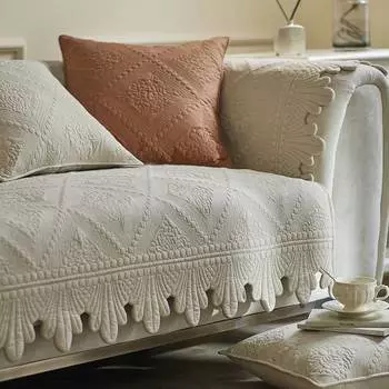 Доступная в стиле ретро роскошная однотонная хлопковая подушка для дивана с вышивкой Four Seasons Универсальная высококачественная нескользящая кожаная подушка для полотенец для дивана 70*70