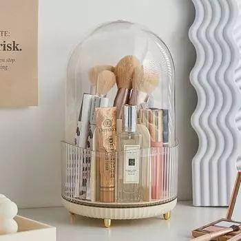 Доступный роскошный стиль Ins, ящик для хранения косметики, вращающийся отсек, пылезащитный чехол, средства по уходу за кожей, настольный комод, отделочная коробка белый