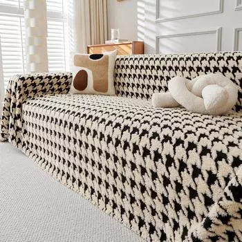 Доступный роскошный стильный плюшевый диван с полным покрытием, нескользящий универсальный универсальный чехол для дивана, простой стиль, полотенце для дивана High Sense 180*130cm