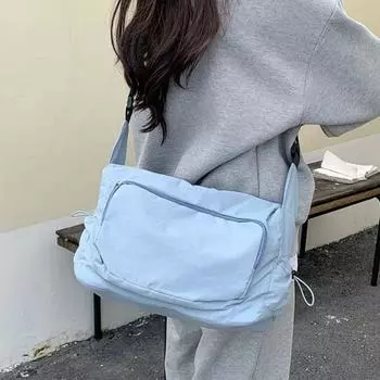 Досуг Большая вместимость Твердый нейлон женские сумки через плечо Молодежная сумка через плечо Модная мягкая простая сумка-тоут чёрный