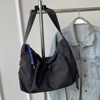 Досуг Большая вместительная сумка через плечо с завязками для женщин Новая простая дорожная сумка-тоут Новая мужская модная сумка через плечо