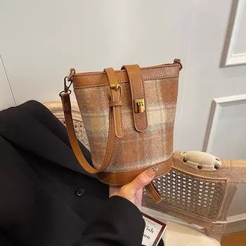 Досуг Клетчатая Сумка-ведро для женщин Ретро Леопардовый принт Универсальные Мини Сумки через плечо Новая Сумка для телефона через плечо