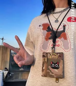 Досуг на открытом воздухе камуфляжная холщовая подвесная сумка мини-держатель для монет и карт на молнии милый женский маленький кошелек с пряжкой для альпинизма Camouflage and Buckle