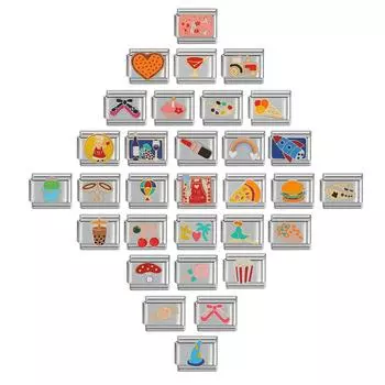 Досуг, отпуск, стиль Diy, 9 мм, итальянский браслет из нержавеющей стали, Гамбург, пицца, картофель фри