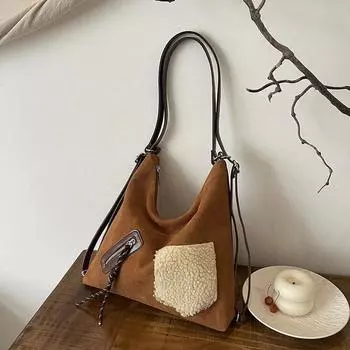 Досуг смещаемая ретро сумка через плечо большой емкости замшевая сумка для женщин осень и зима новый рюкзак сумка-тоут