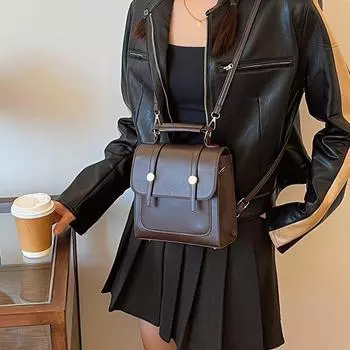 Досуг Винтажный Квадратный Рюкзак Простая Женская Сумка Сумка Через Плечо Женская Подарочная Сумка На Одно Плечо чёрный