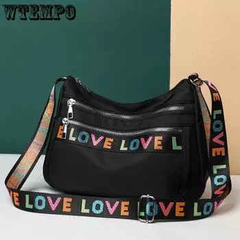 Досуг Водонепроницаемая нейлоновая сумка через плечо Холщовая сумка для мам Сумка через плечо Дорожная сумка из ткани Оксфорд чёрный