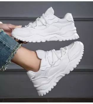 Досуговые толстые белые туфли для женской обуви, кроссовки 39
