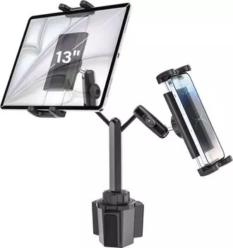 Dosvsi Автомобильный держатель для планшета Улучшенный двойной металлический автомобильный держатель для планшета Подставка для смартфона для автомобилей Повышенная устойчивость Предотвращение падений