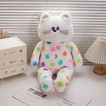 Dot Cat Stuffed Animal Plush Super Soft Dog Bunny Dolls Cartoon Chroma Pillow Toys Soft Birthday Gifts For Girls Room Decor about 35cm