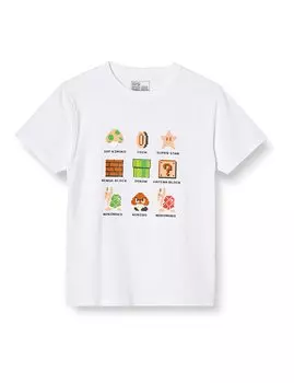 Dot Collection Mario Goomba Nokonoko Hatena Block Retro Goods Белая 2 XL [Super Mario] Футболка мужская