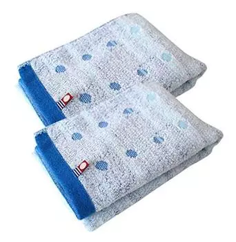 Dot Face Set of Bulk Purchase Polka Easy to Absorbent Set of [Imabari Towel] Towel, 10, Dots, Cute, Thin, Dry, (Face Towel, 10) синий