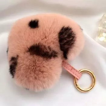 Dot Rabbit Fur Keychain Belt Car Key Ring Fashion Heart Plush Keychain Girl/Boy Blue
