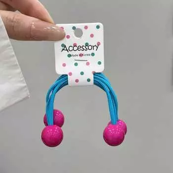 Double Balls Hair Ties, Ball Bubble Ponytail Holders Colorful Clear Assorted Elastic Accessories for Kids Children Girls Women